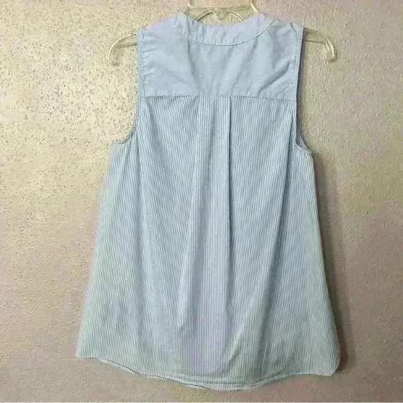 Saks Fifth Avenue Blue Cotton Button Front Blouse Top Shirt XS - Picture 2 of 8